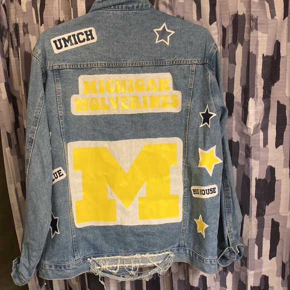 Michigan Wolverines Customized Oversized Jean Jacket - Picture 2 of 3